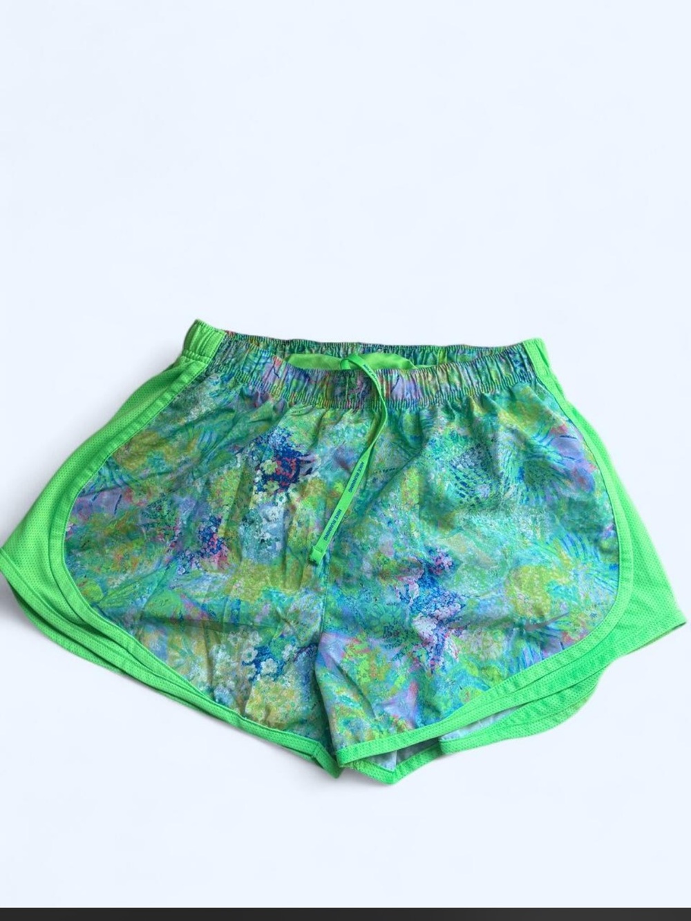 Nike Neon Green Floral-Print Athletic Shorts